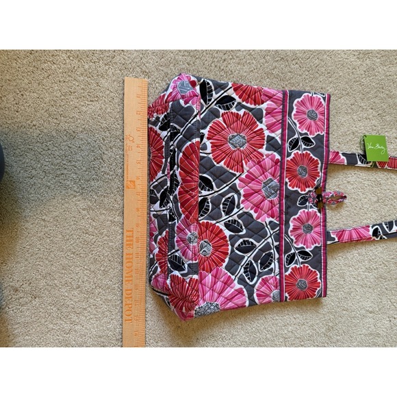 NWT Vera Bradley Cherry Blossoms Multi Quilted Commuter Tote Gray Pink Red - Picture 13 of 13